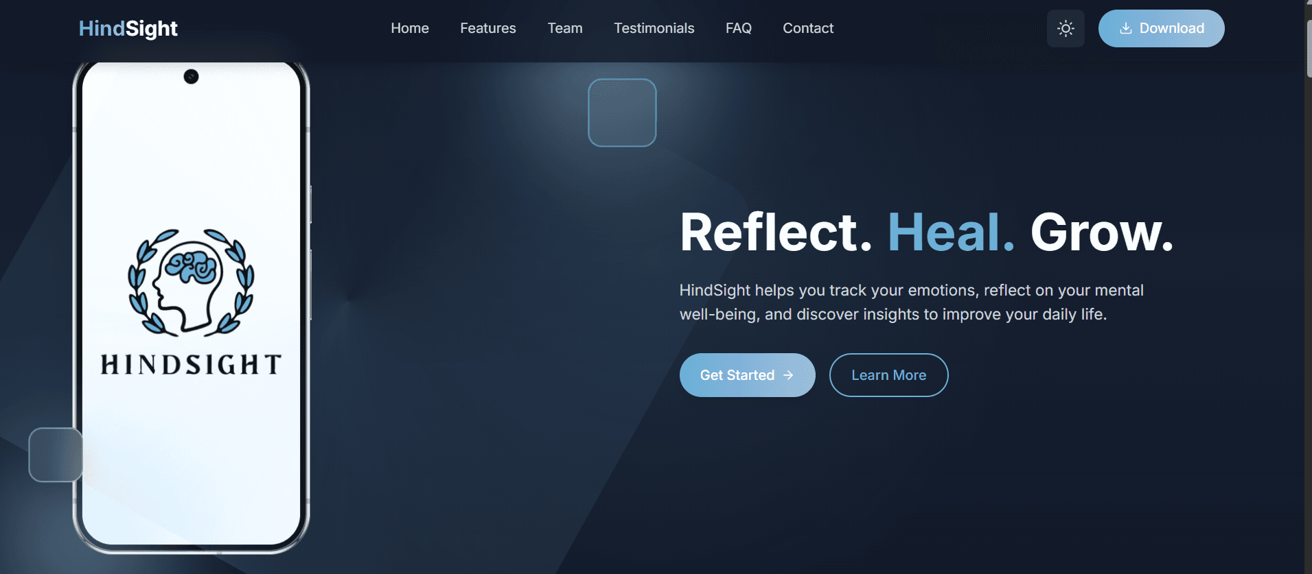 Hindsight - Mental Health Application - project preview screenshot and demonstration